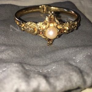 Alexander McQueen Pearl And Skull Cross Bracelet